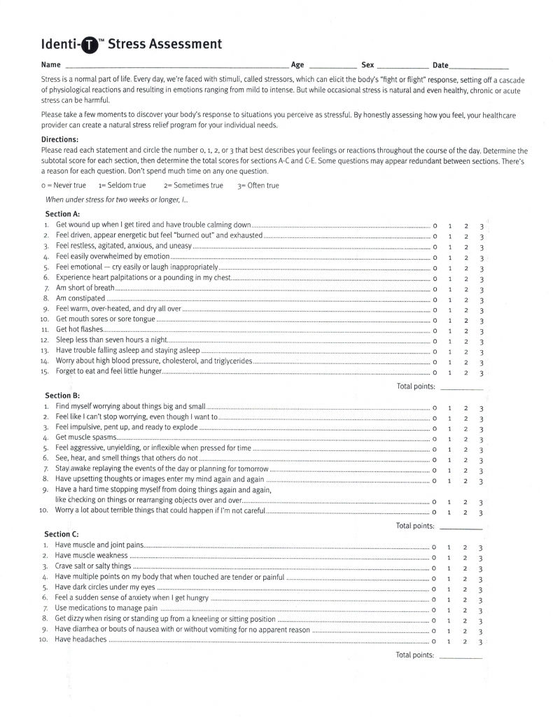 Stress Questionnaire pg 1