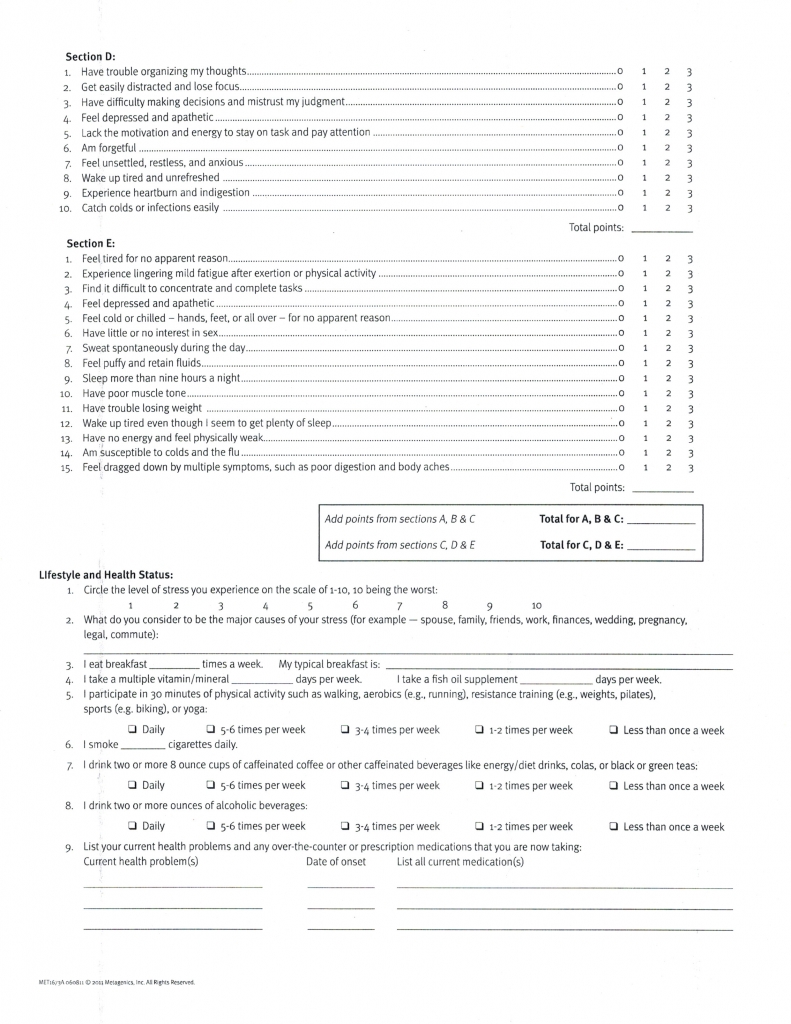 Stress Questionnaire pg2